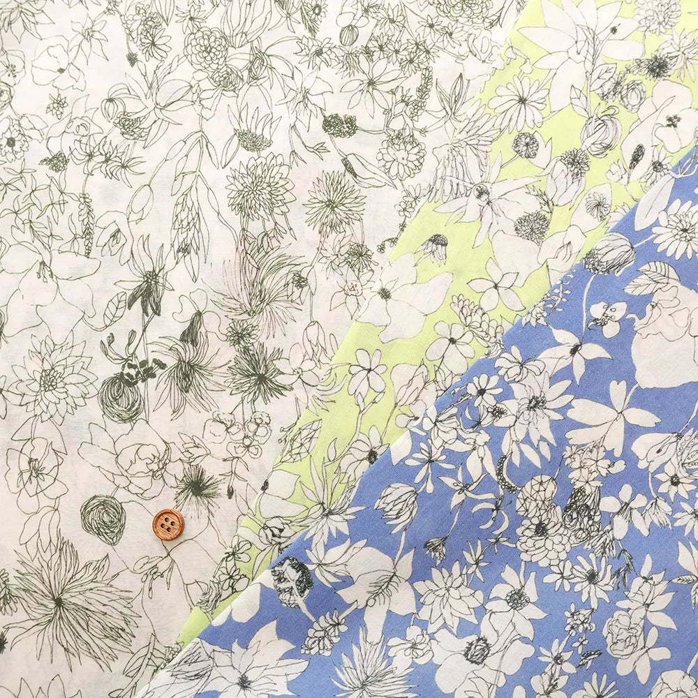 Cotton 60 Lawn Inkjet Printed Fabric Shu Shiro×HOKKOH Flower Rain - nomura tailor