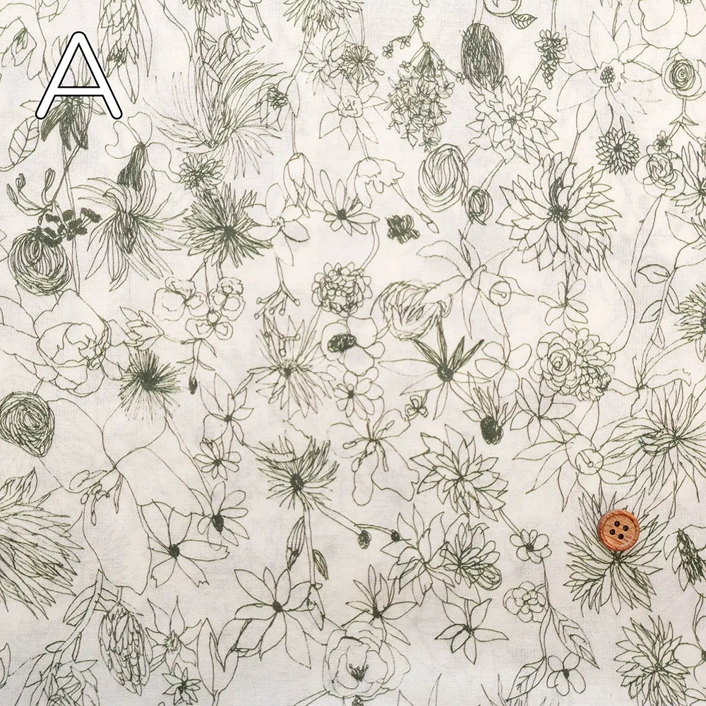 Cotton 60 Lawn Inkjet Printed Fabric Shu Shiro×HOKKOH Flower Rain - nomura tailor
