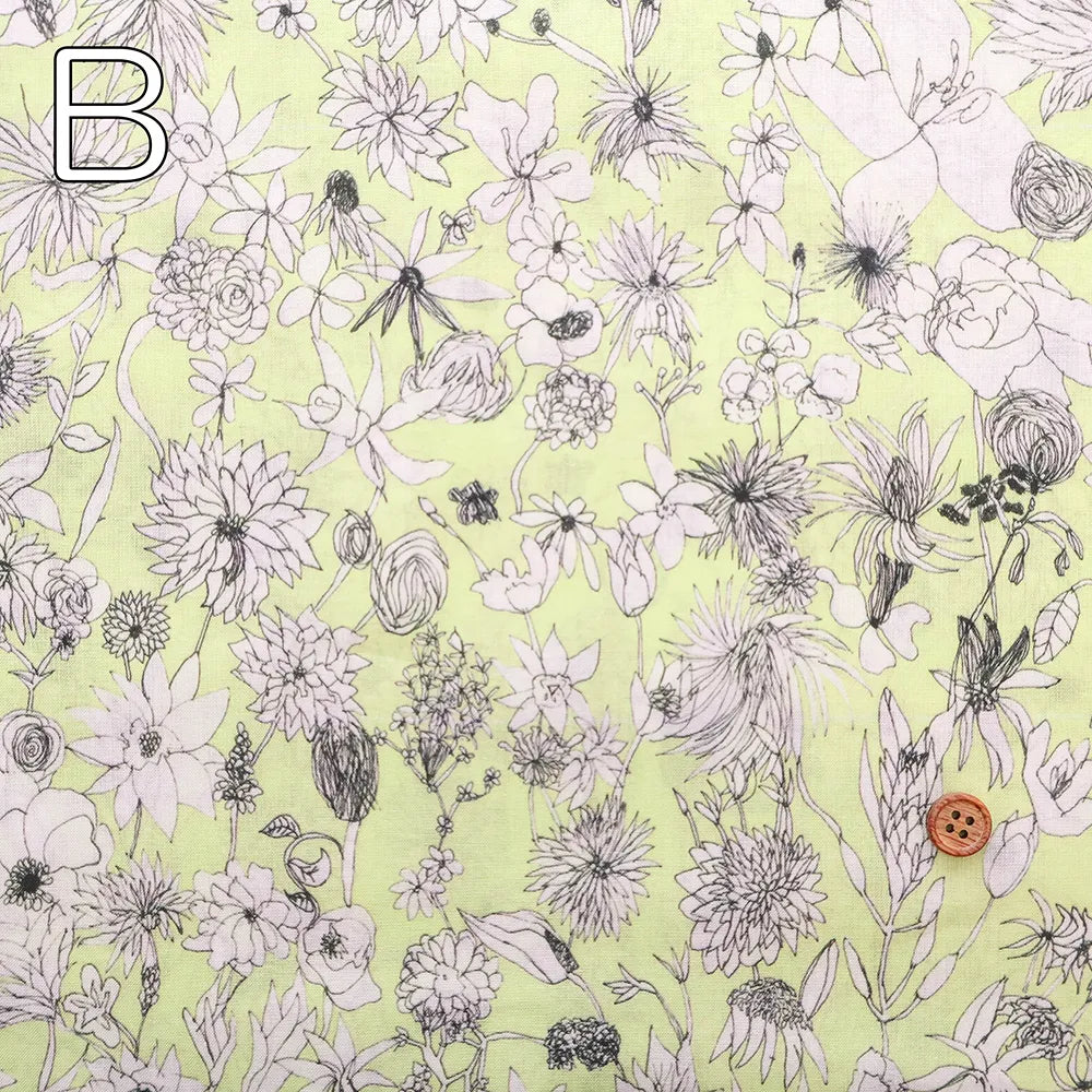 Cotton 60 Lawn Inkjet Printed Fabric Shu Shiro×HOKKOH Flower Rain - nomura tailor