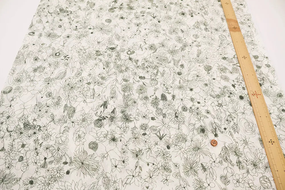 Cotton 60 Lawn Inkjet Printed Fabric Shu Shiro×HOKKOH Flower Rain - nomura tailor