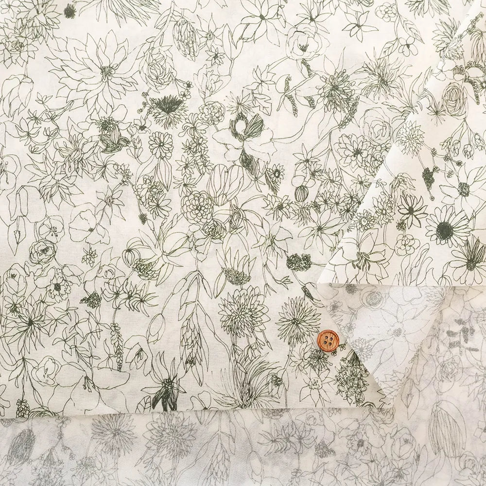Cotton 60 Lawn Inkjet Printed Fabric Shu Shiro×HOKKOH Flower Rain - nomura tailor
