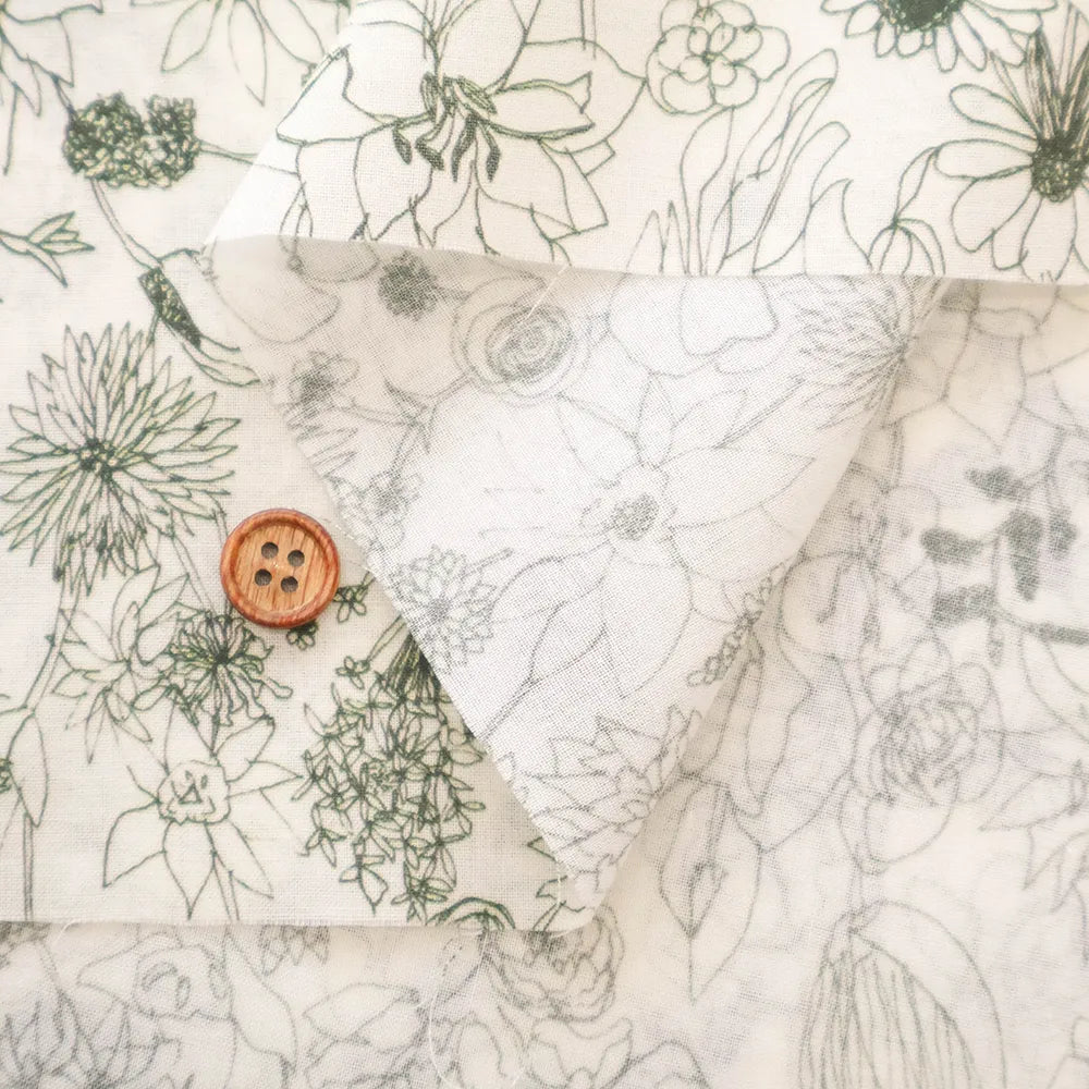 Cotton 60 Lawn Inkjet Printed Fabric Shu Shiro×HOKKOH Flower Rain - nomura tailor