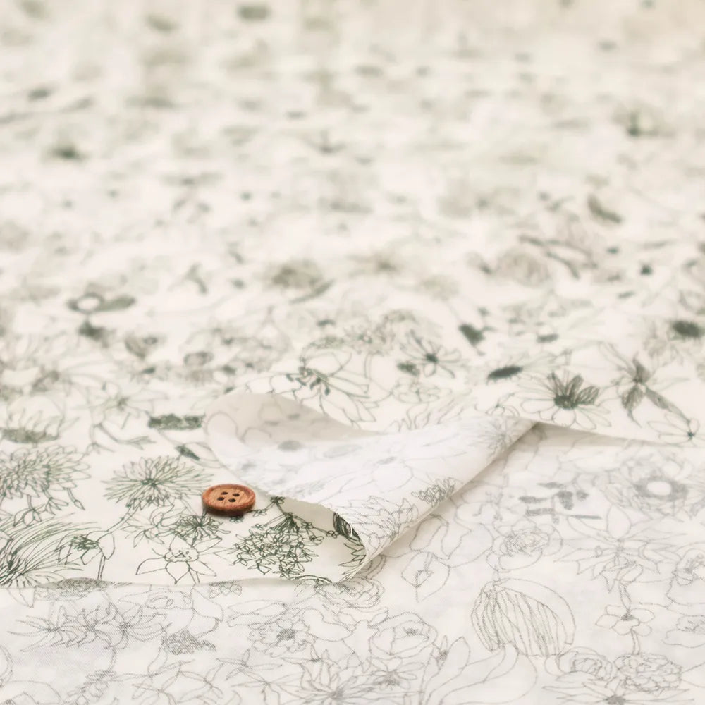 Cotton 60 Lawn Inkjet Printed Fabric Shu Shiro×HOKKOH Flower Rain - nomura tailor