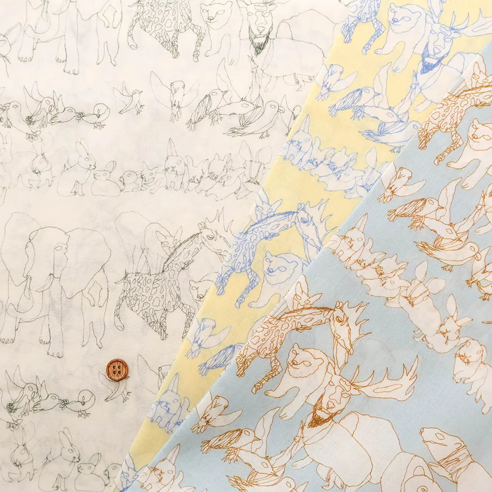 Cotton 60 Lawn Inkjet Printed Fabric Shu Shiro×HOKKOH Animals - nomura tailor