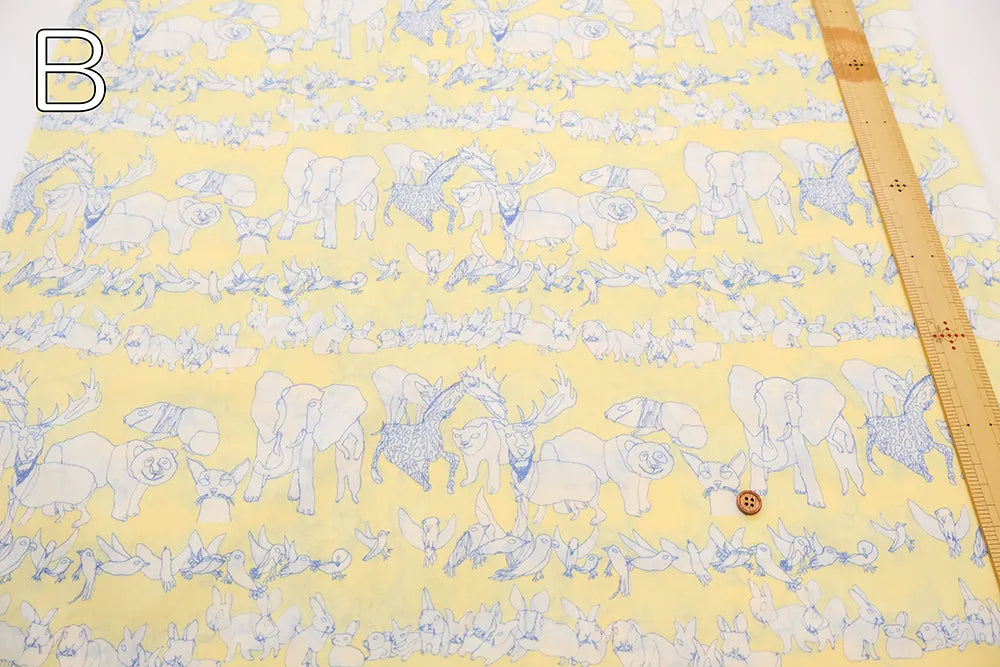 Cotton 60 Lawn Inkjet Printed Fabric Shu Shiro×HOKKOH Animals - nomura tailor