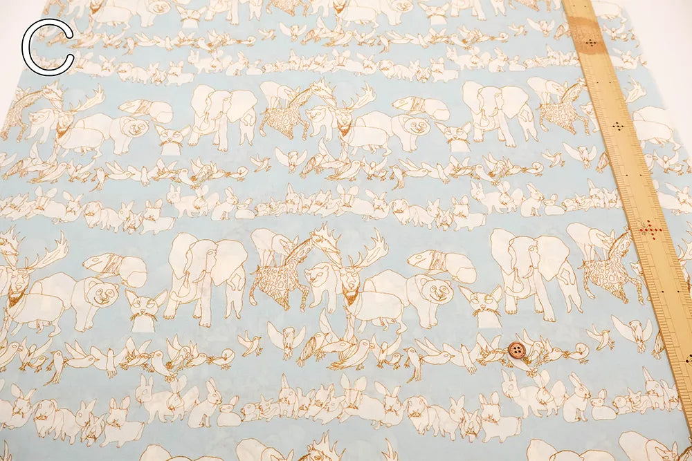 Cotton 60 Lawn Inkjet Printed Fabric Shu Shiro×HOKKOH Animals - nomura tailor