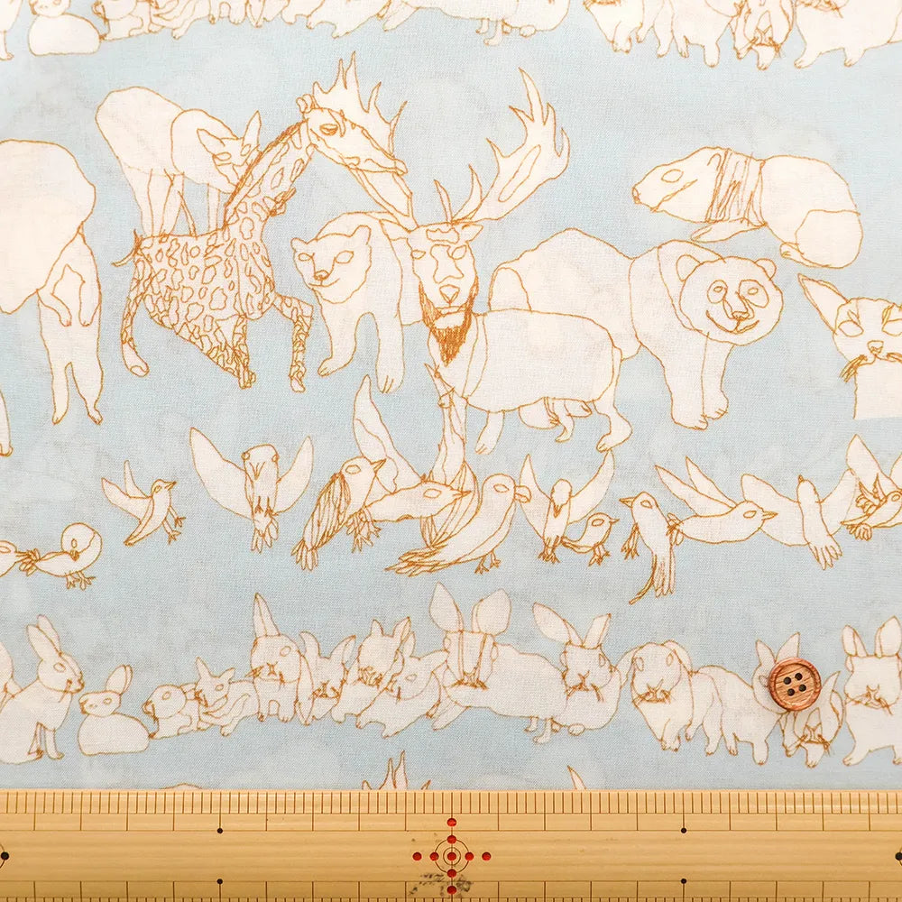 Cotton 60 Lawn Inkjet Printed Fabric Shu Shiro×HOKKOH Animals - nomura tailor