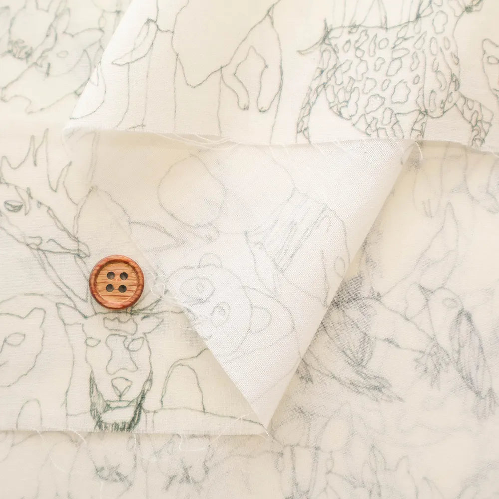 Cotton 60 Lawn Inkjet Printed Fabric Shu Shiro×HOKKOH Animals - nomura tailor