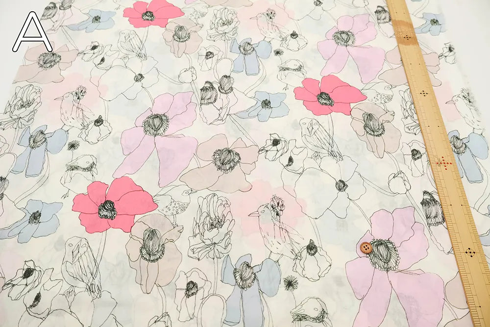 Cotton 60 Lawn Inkjet Printed Fabric Shu Shiro×HOKKOH Flower Bloom - nomura tailor