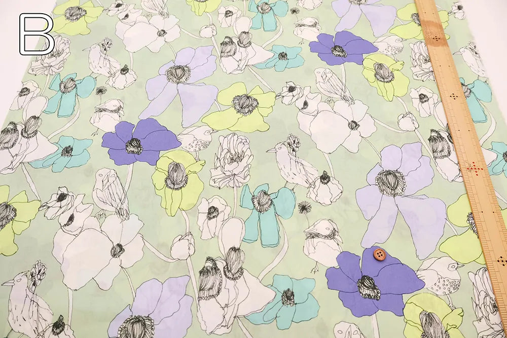 Cotton 60 Lawn Inkjet Printed Fabric Shu Shiro×HOKKOH Flower Bloom - nomura tailor