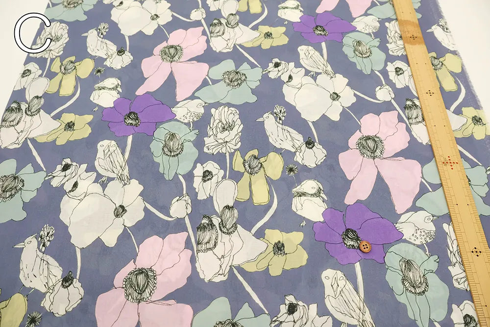 Cotton 60 Lawn Inkjet Printed Fabric Shu Shiro×HOKKOH Flower Bloom - nomura tailor
