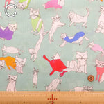 Cotton 60 Lawn Inkjet Printed Fabric Shu Shiro×HOKKOH Cats - nomura tailor