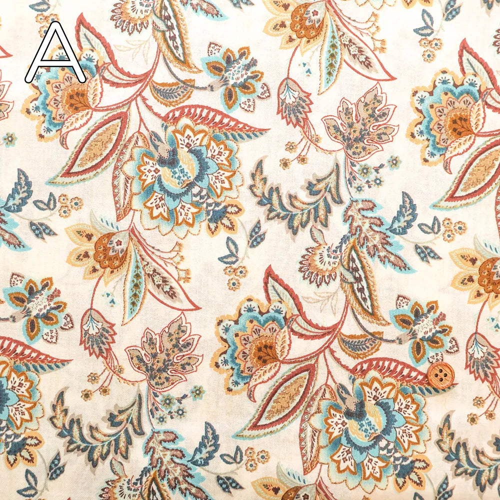 60"Cotton Lawn Printed Fabric - Paisley Flower - nomura tailor