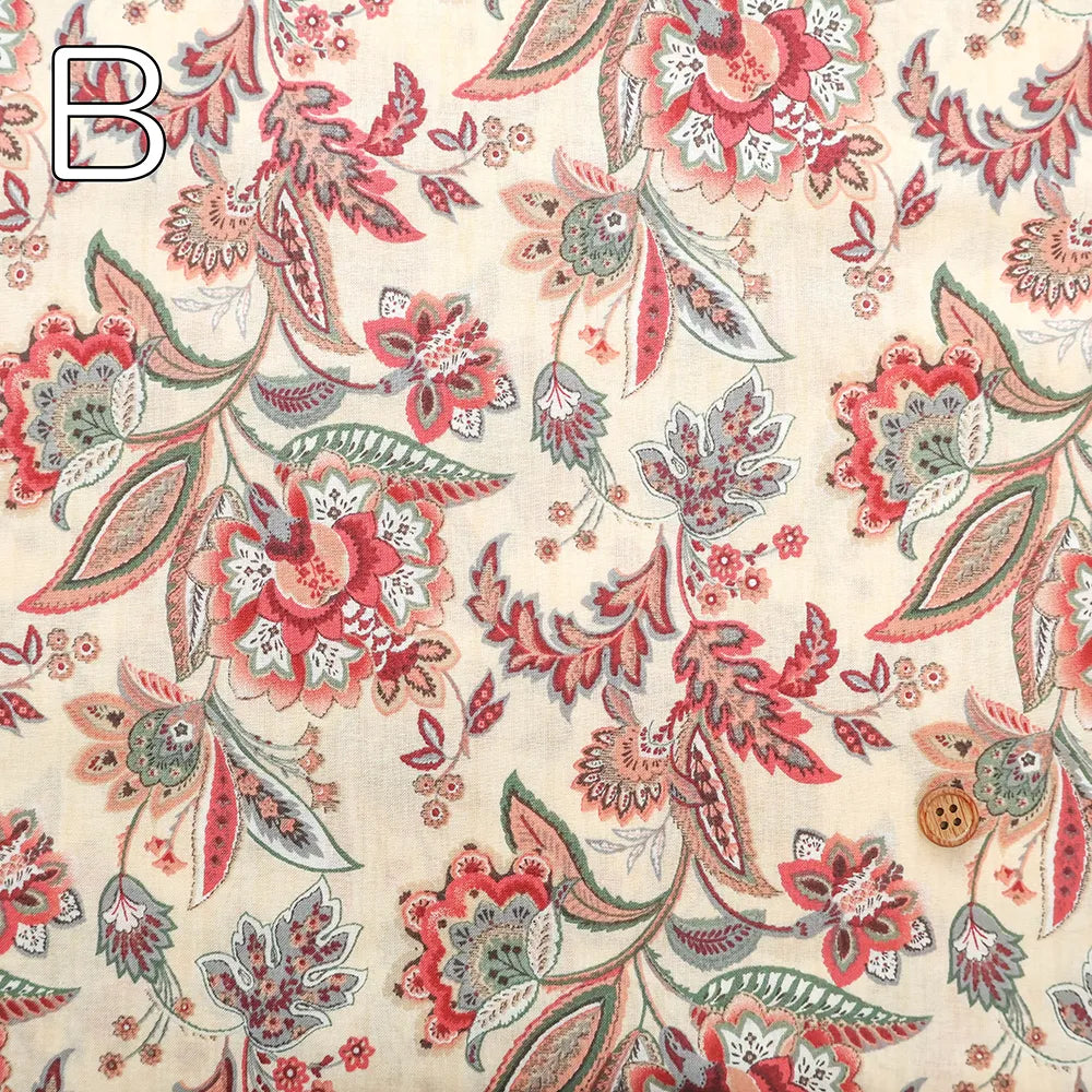 60"Cotton Lawn Printed Fabric - Paisley Flower - nomura tailor