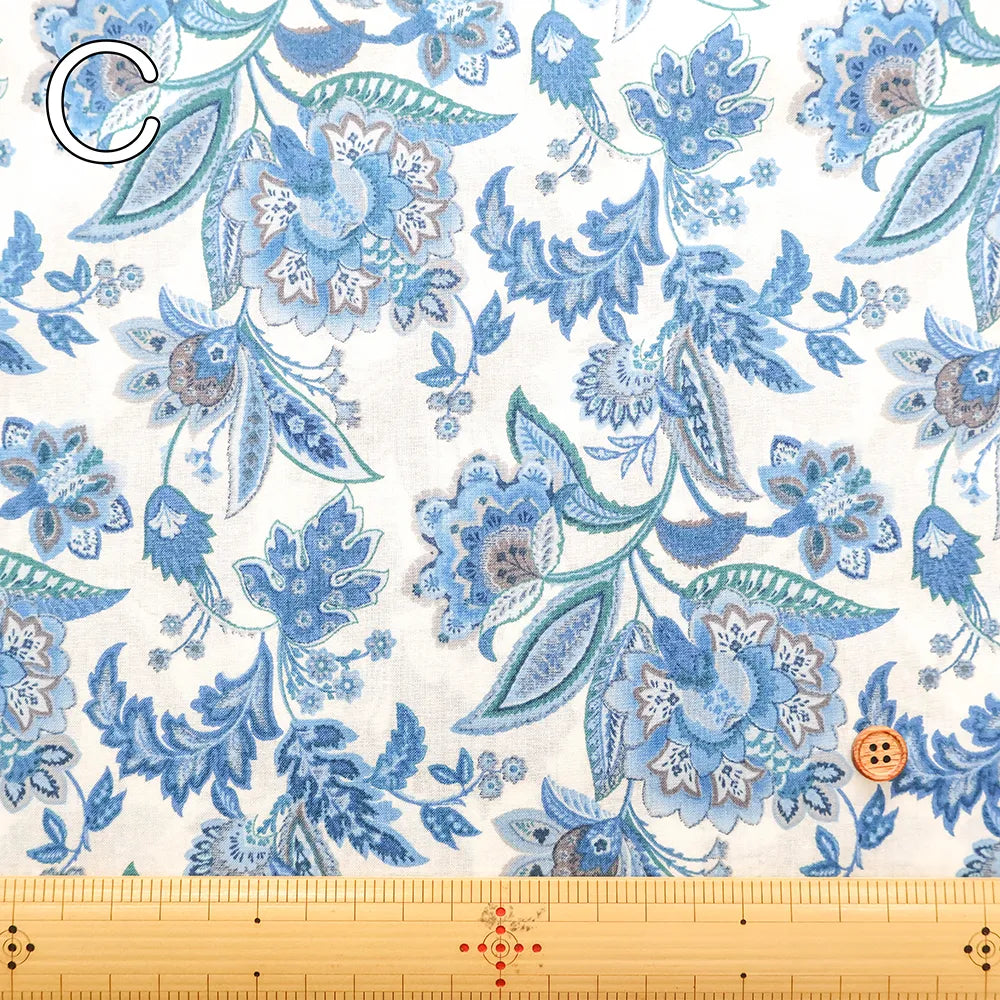 60"Cotton Lawn Printed Fabric - Paisley Flower - nomura tailor