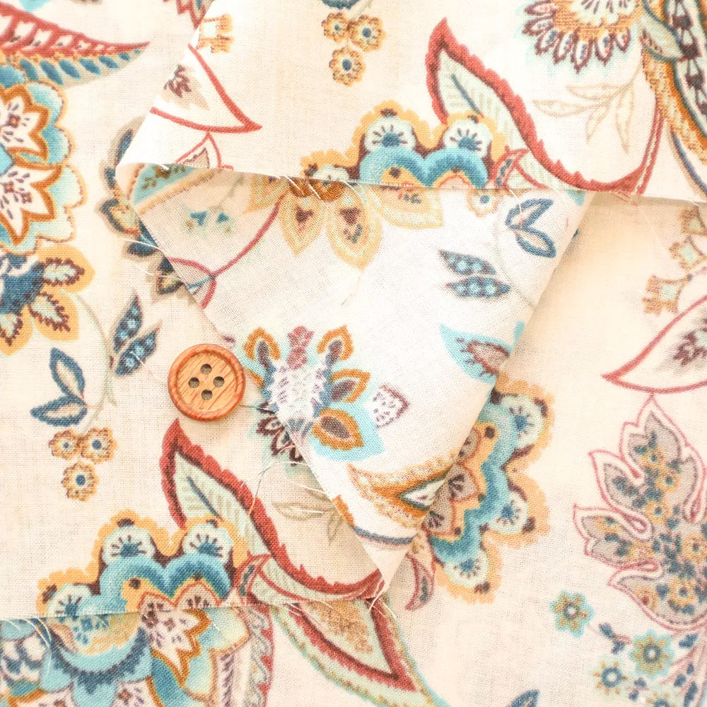 60"Cotton Lawn Printed Fabric - Paisley Flower - nomura tailor