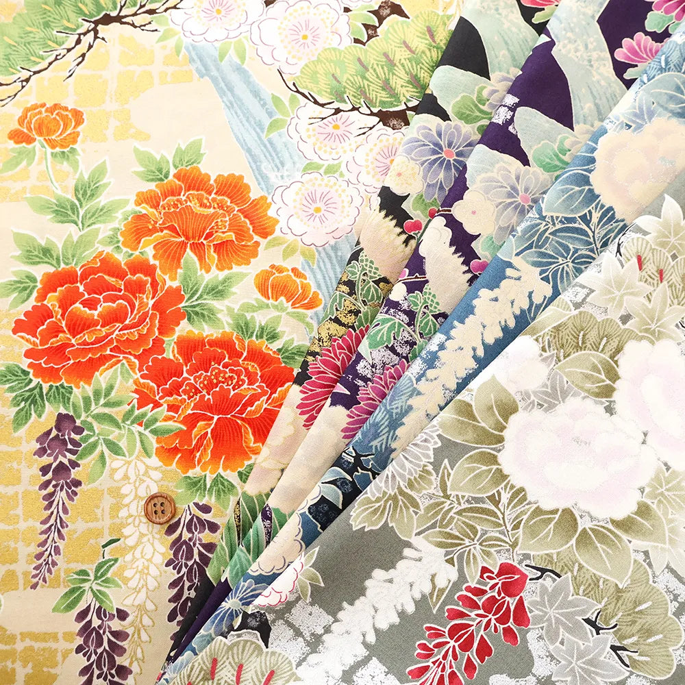 Cotton Shirting Printed Fabric - Hanamai Monogatari - Wisteria - nomura tailor