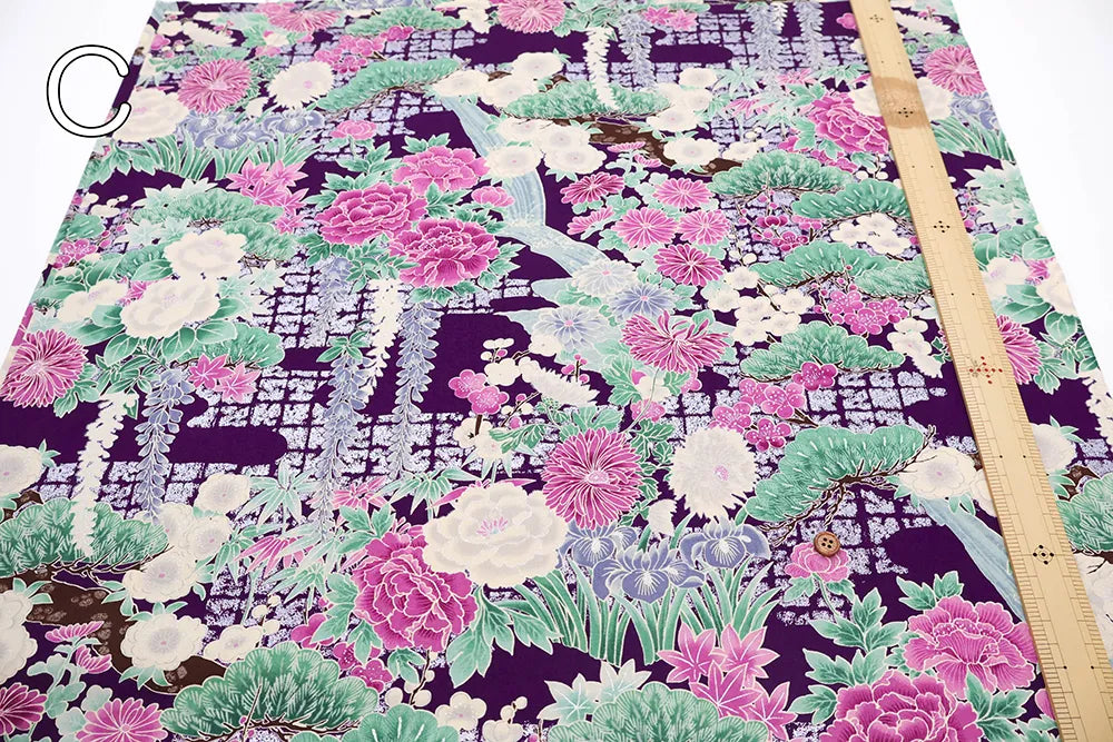 Cotton Shirting Printed Fabric - Hanamai Monogatari - Wisteria - nomura tailor