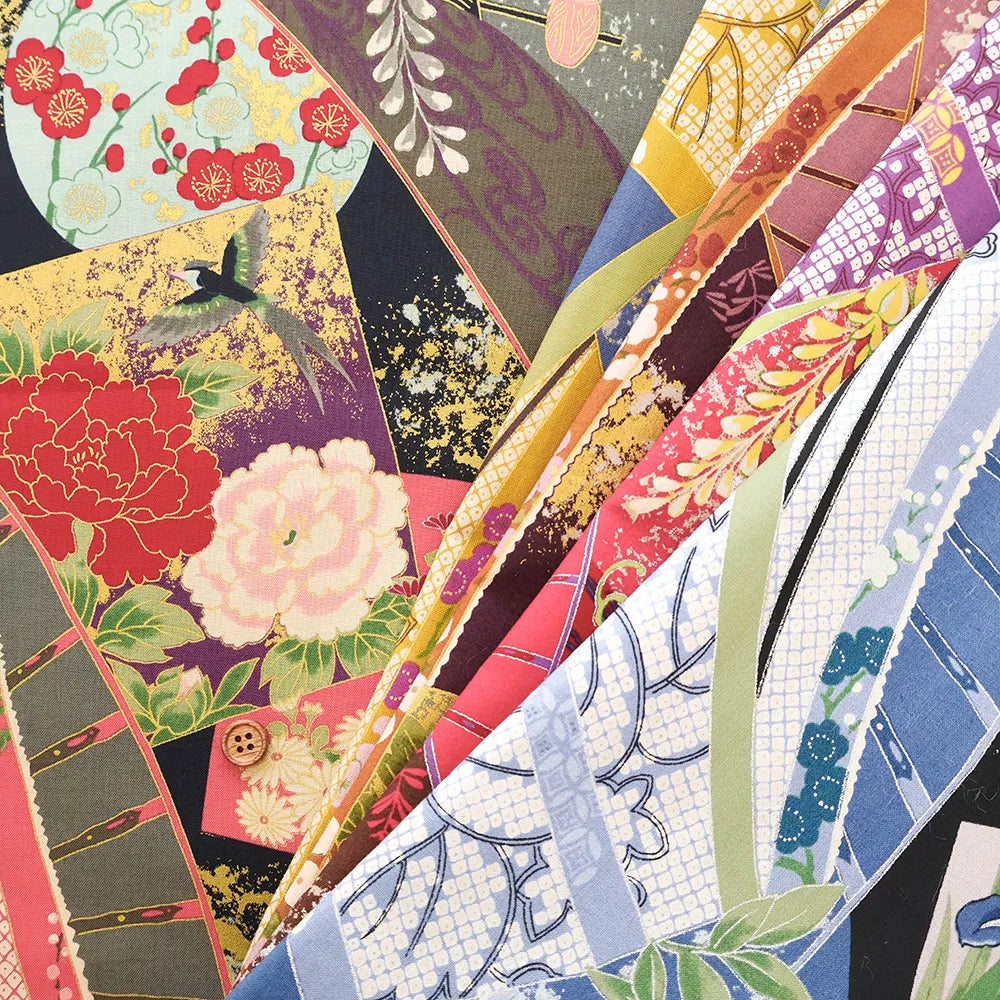 Cotton Shirting Printed Fabric - Hanamai Monogatari - Iris - nomura tailor