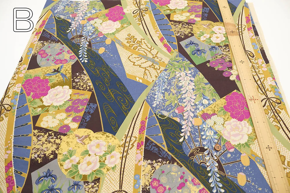 Cotton Shirting Printed Fabric - Hanamai Monogatari - Iris - nomura tailor