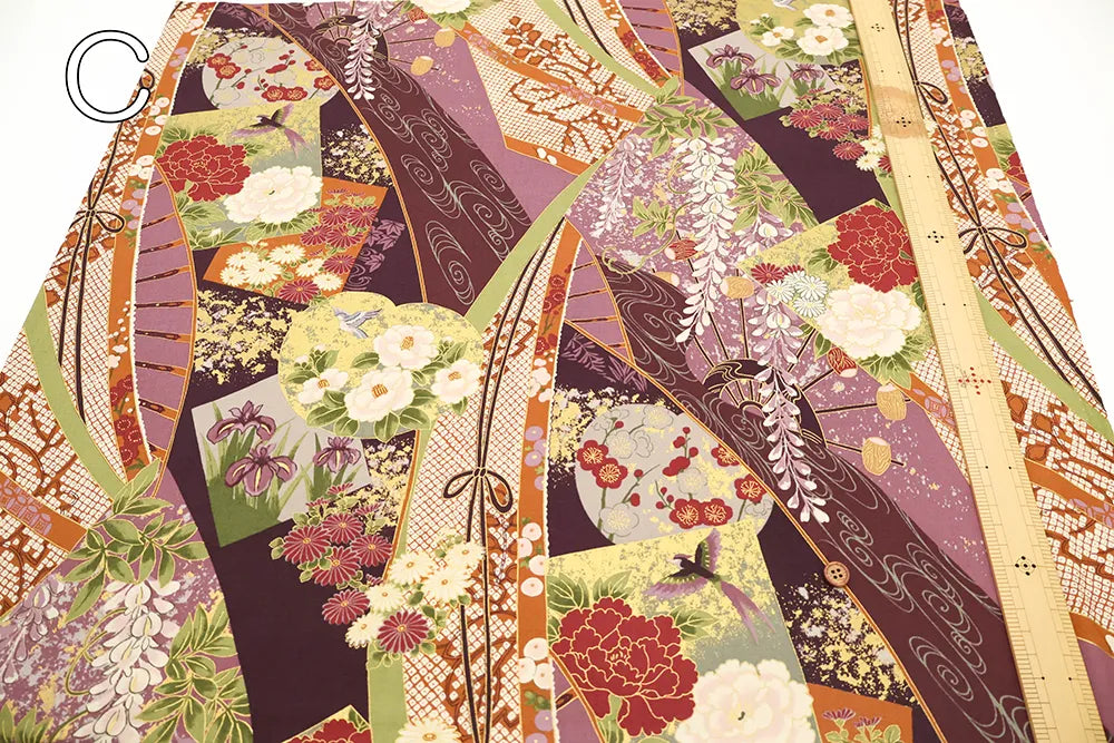 Cotton Shirting Printed Fabric - Hanamai Monogatari - Iris - nomura tailor