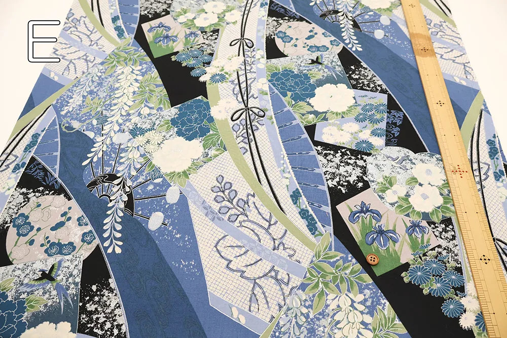 Cotton Shirting Printed Fabric - Hanamai Monogatari - Iris - nomura tailor