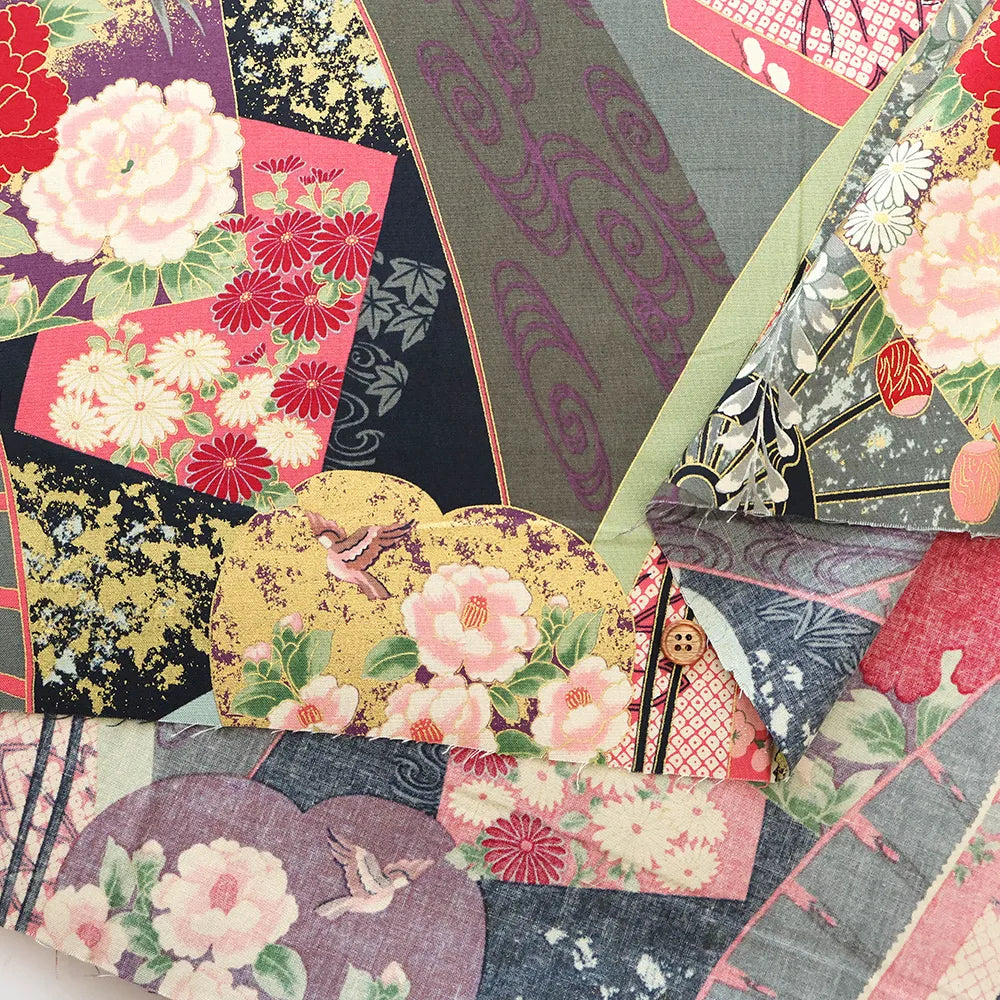 Cotton Shirting Printed Fabric - Hanamai Monogatari - Iris - nomura tailor