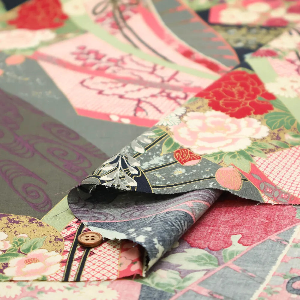 Cotton Shirting Printed Fabric - Hanamai Monogatari - Iris - nomura tailor