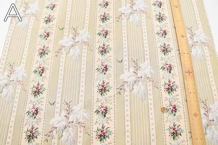 Cotton shirting printed fabric Chintz-finished Kounosanae Stripe Flower - nomura tailor