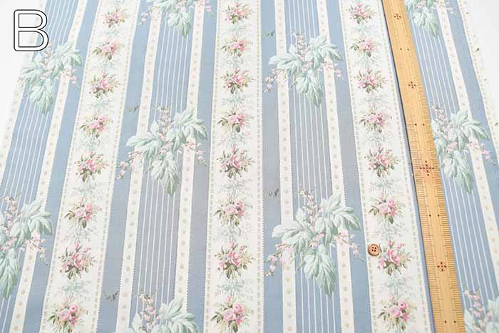 Cotton shirting printed fabric Chintz-finished Kounosanae Stripe Flower - nomura tailor