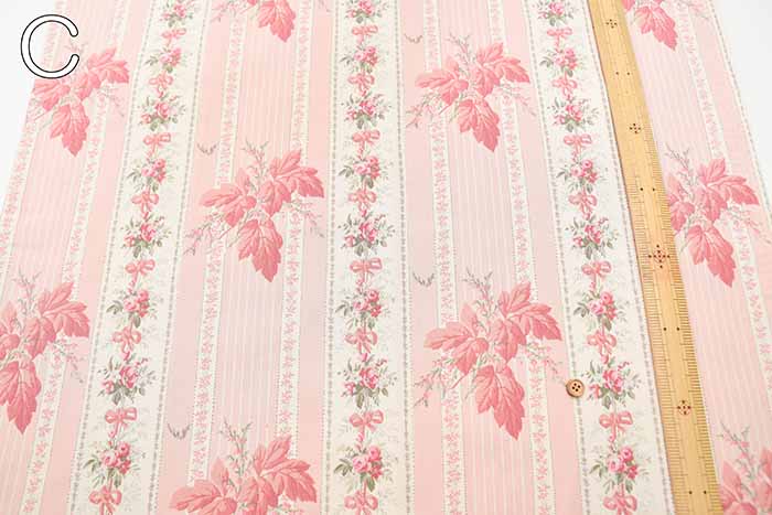 Cotton shirting printed fabric Chintz-finished Kounosanae Stripe Flower - nomura tailor