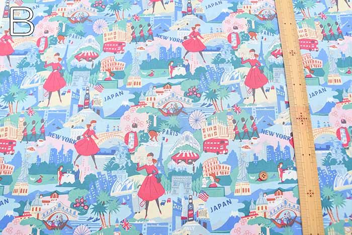 Cotton shirting printed fabric Chintzed fabric Cosekisuzuko Travel - nomura tailor