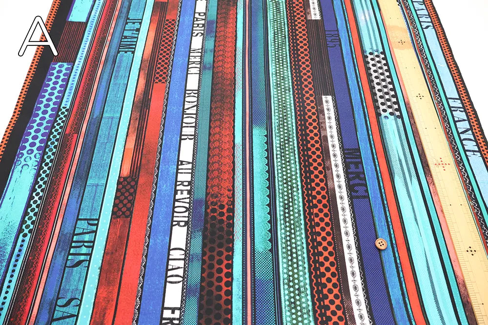 Cotton Shirting Inkjet Printed Fabric - Yoko Okamoto Collection - Color Stripe - nomura tailor