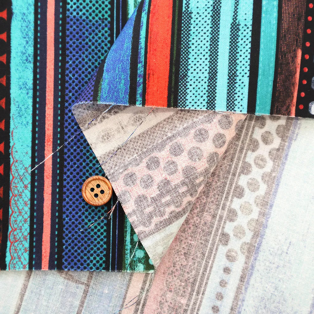 Cotton Shirting Inkjet Printed Fabric - Yoko Okamoto Collection - Color Stripe - nomura tailor