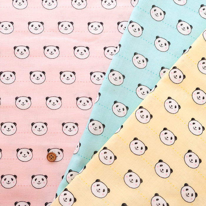 Cotton Double Gauze Printed Fabric -Smile Panda - nomura tailor
