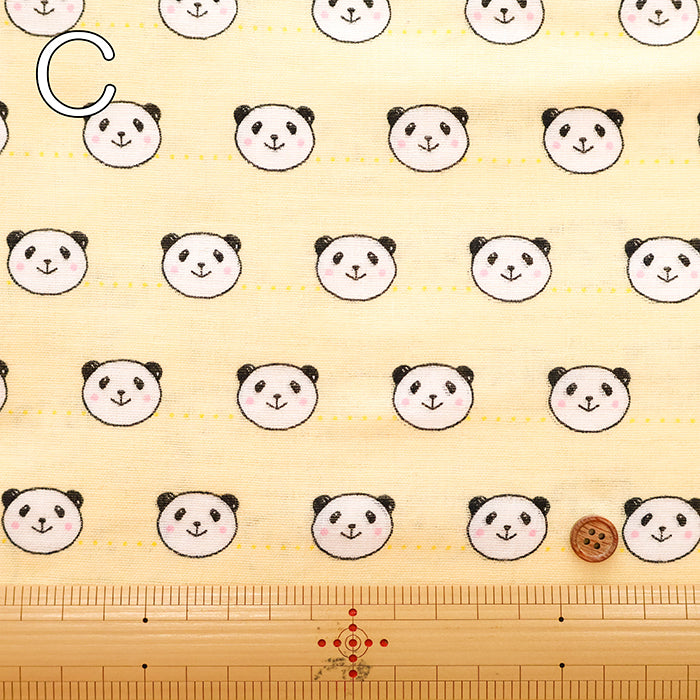 Cotton Double Gauze Printed Fabric -Smile Panda - nomura tailor