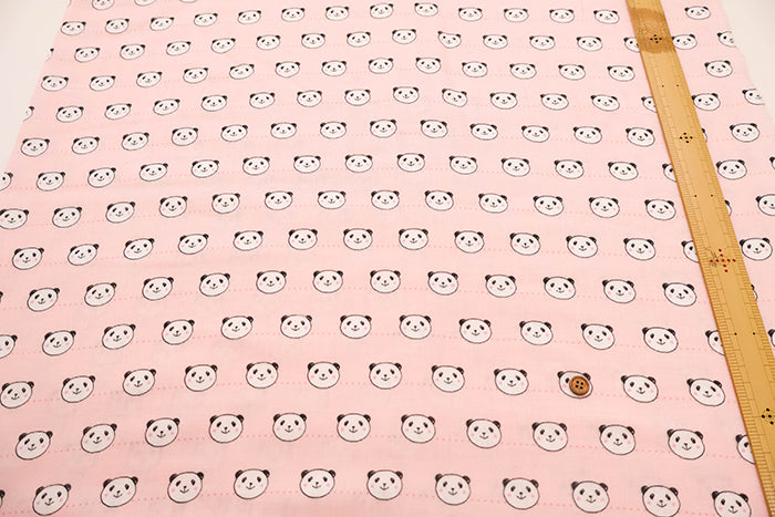 Cotton Double Gauze Printed Fabric -Smile Panda - nomura tailor