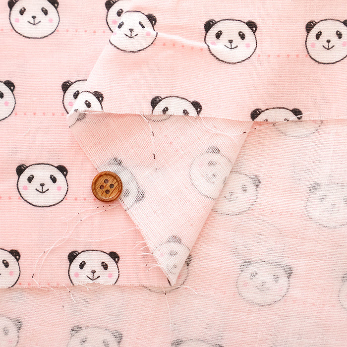 Cotton Double Gauze Printed Fabric -Smile Panda - nomura tailor