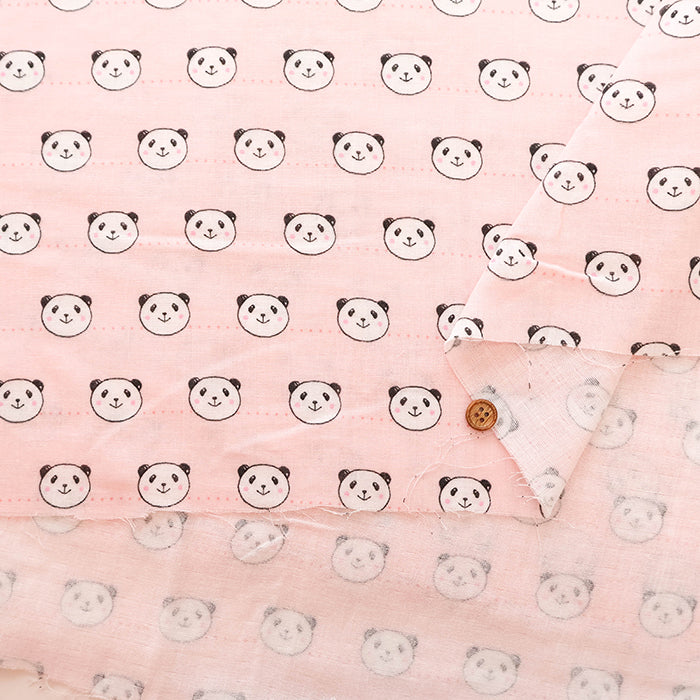 Cotton Double Gauze Printed Fabric -Smile Panda - nomura tailor