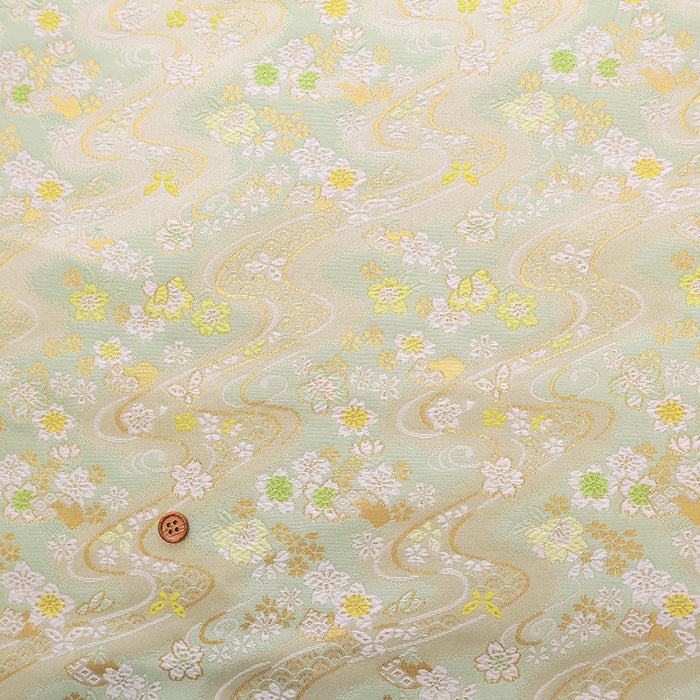 Gold Brocade (Kinran) - Flowing Water and Butterflies - nomura tailor