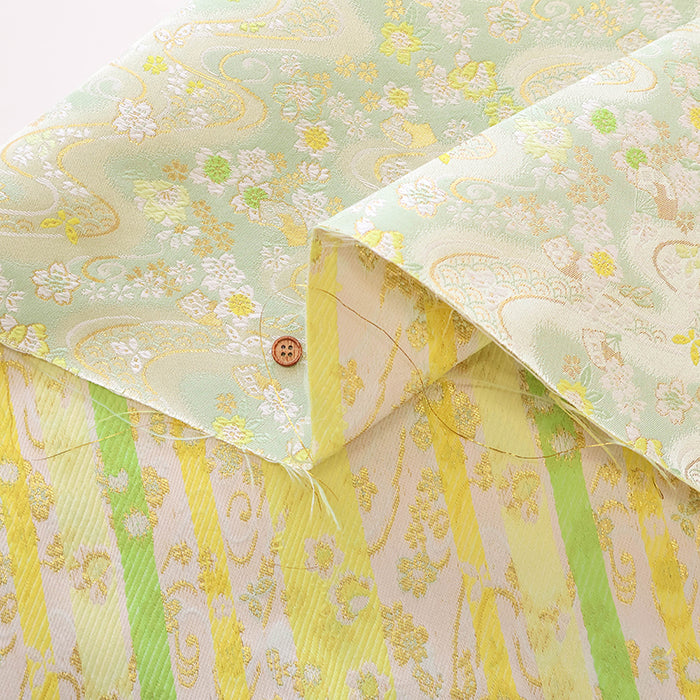 Gold Brocade (Kinran) - Flowing Water and Butterflies - nomura tailor