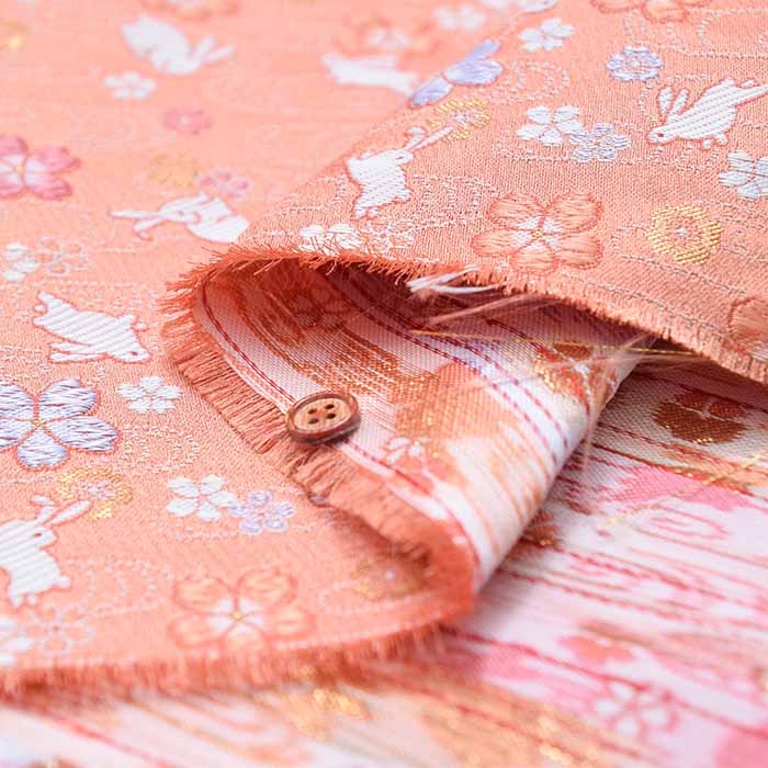 Gold Brocade Rabbit and Cherry Blossom - nomura tailor