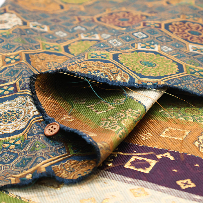 Gold Brocade (Kinran)  - Floral crest pattern - nomura tailor