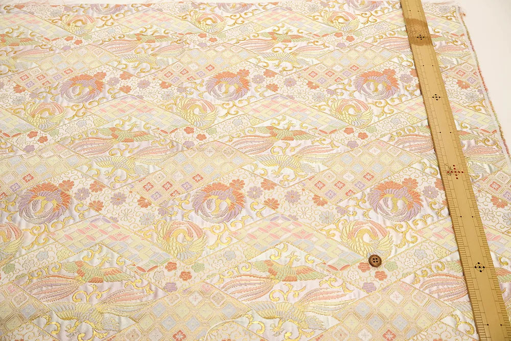 Gold Brocade (Kinran)  - Phoenix & Diamond Pattern - nomura tailor