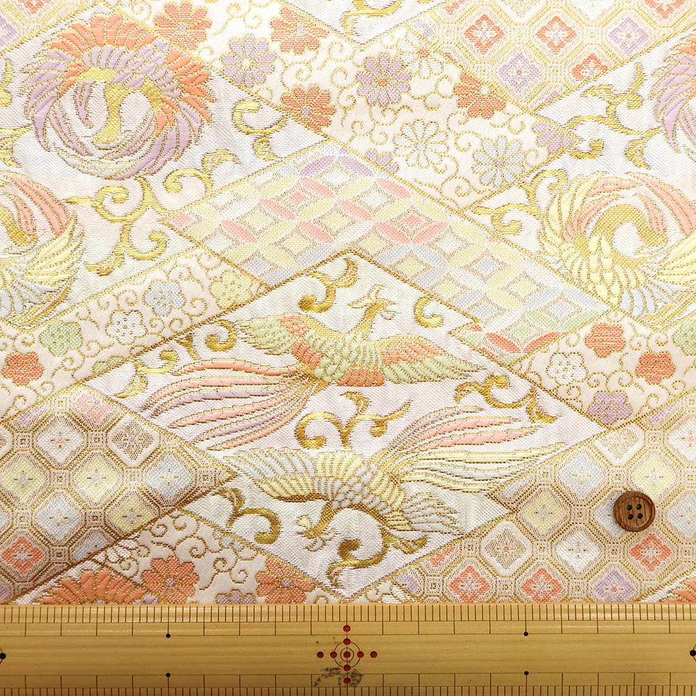 Gold Brocade (Kinran)  - Phoenix & Diamond Pattern - nomura tailor