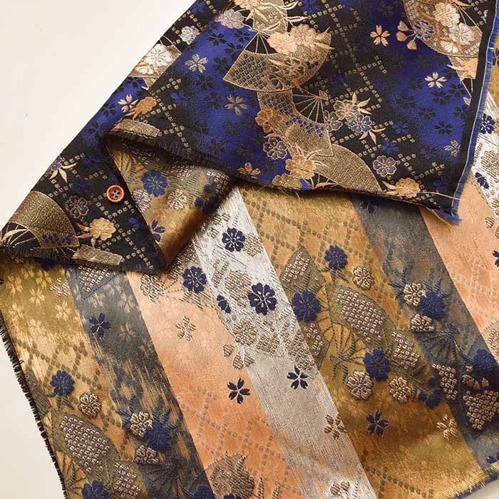 Gold Brocade, Fan and Cherry Blossom - nomura tailor