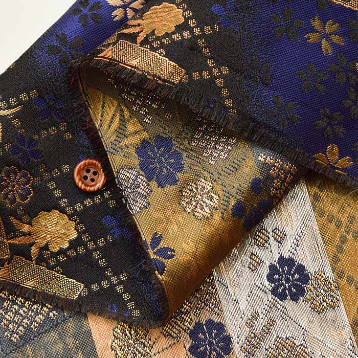 Gold Brocade, Fan and Cherry Blossom - nomura tailor