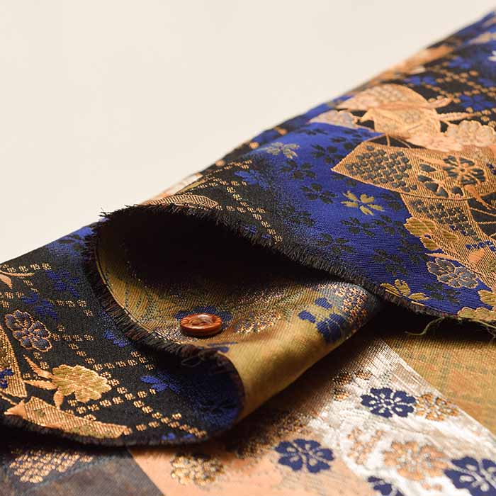 Gold Brocade, Fan and Cherry Blossom - nomura tailor