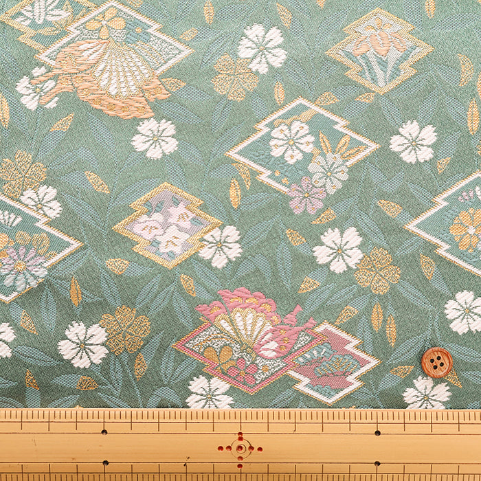 Gold Brocade (Kinran) - Matsukawabishi and Butterfly - nomura tailor
