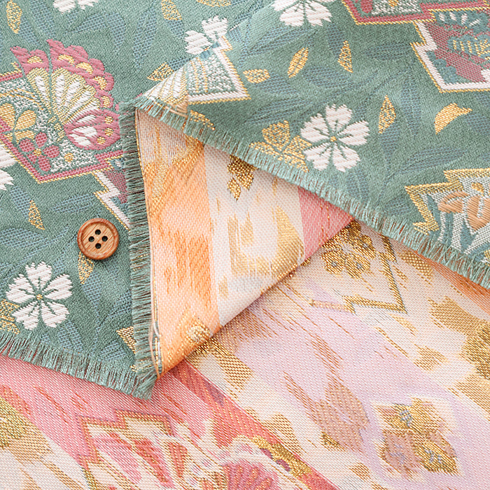 Gold Brocade (Kinran) - Matsukawabishi and Butterfly - nomura tailor
